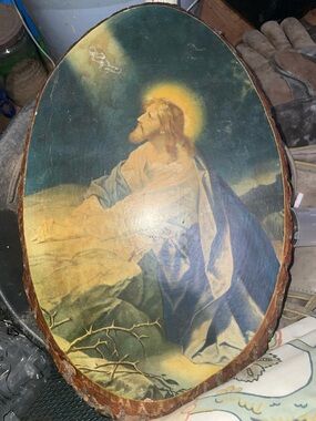 Jesus Prayer Scene Wall Art - Blue and Gold